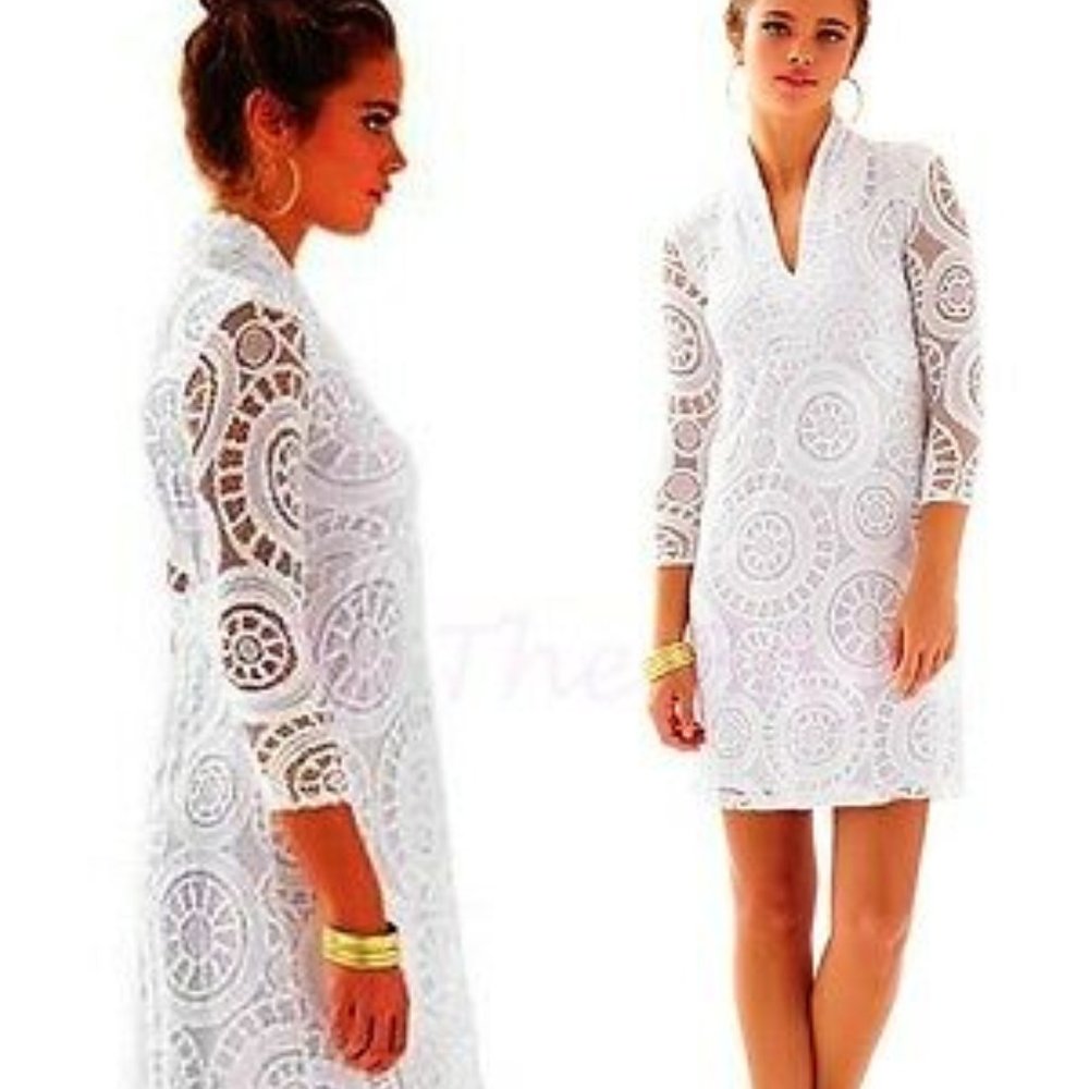 NWT LILLY PULITZER ALEXANDRA WHITE BUBBLE LACE M - Picture 1 of 4